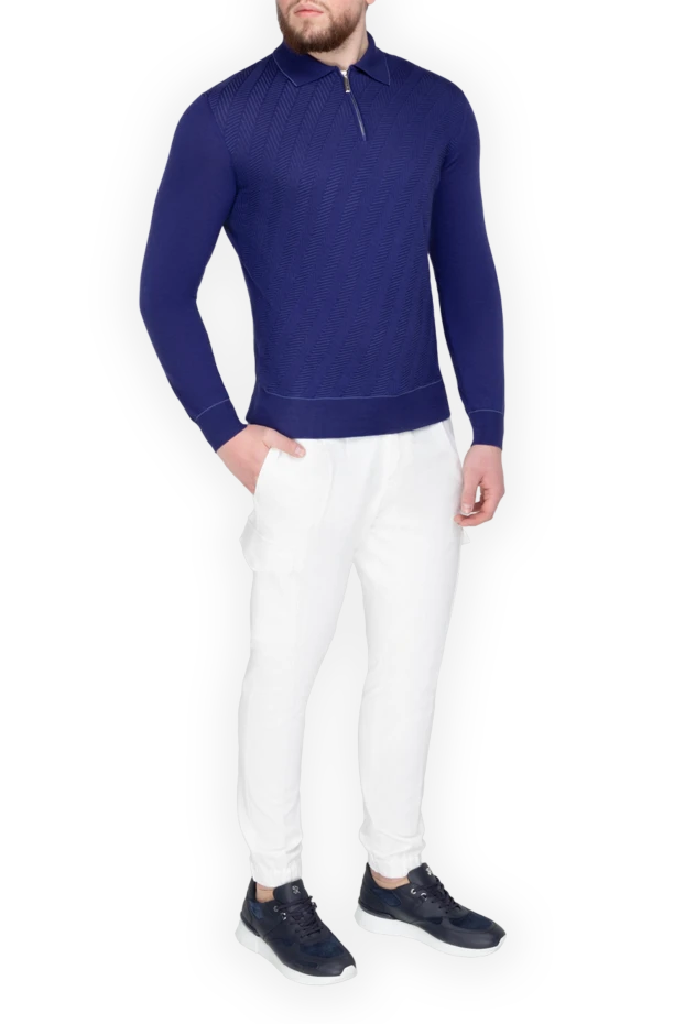 Stefano Ricci long-sleeved silk and cashmere polo blue for men 155774 - photo 2