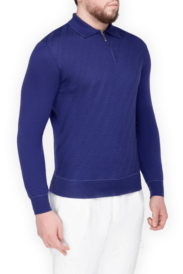 Stefano Ricci long-sleeved silk and cashmere polo blue for men 155774 - photo 3