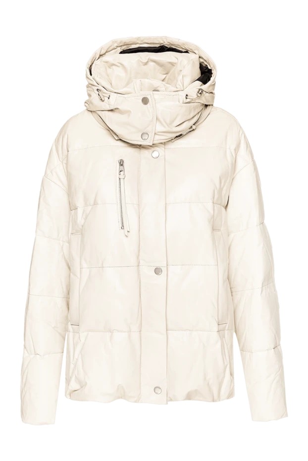 Intuition white women's down jacket made of genuine leather 156029 - photo 1