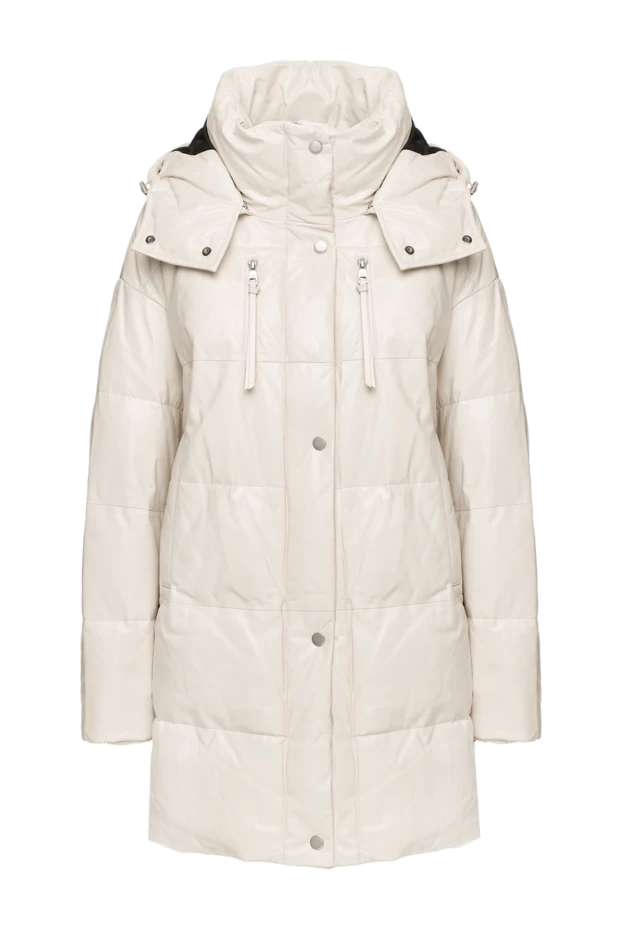 Intuition white women's down jacket made of genuine leather 156031 - photo 1