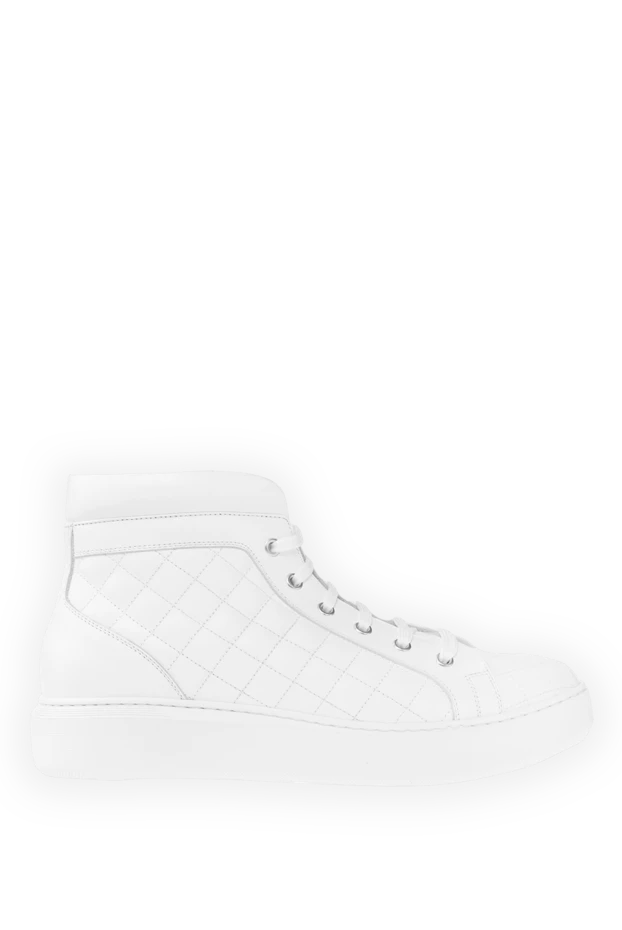 Cesare di Napoli women's leather quilted sneakers with fur in white 156066 - photo 1