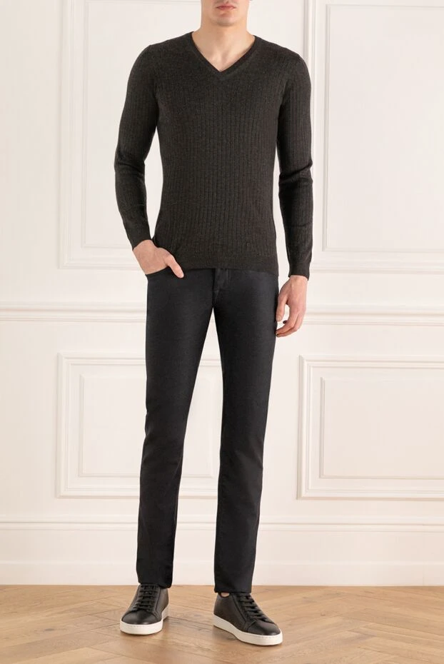 Jacob Cohen man men's black wool trousers buy with prices and photos 156118 - photo 2