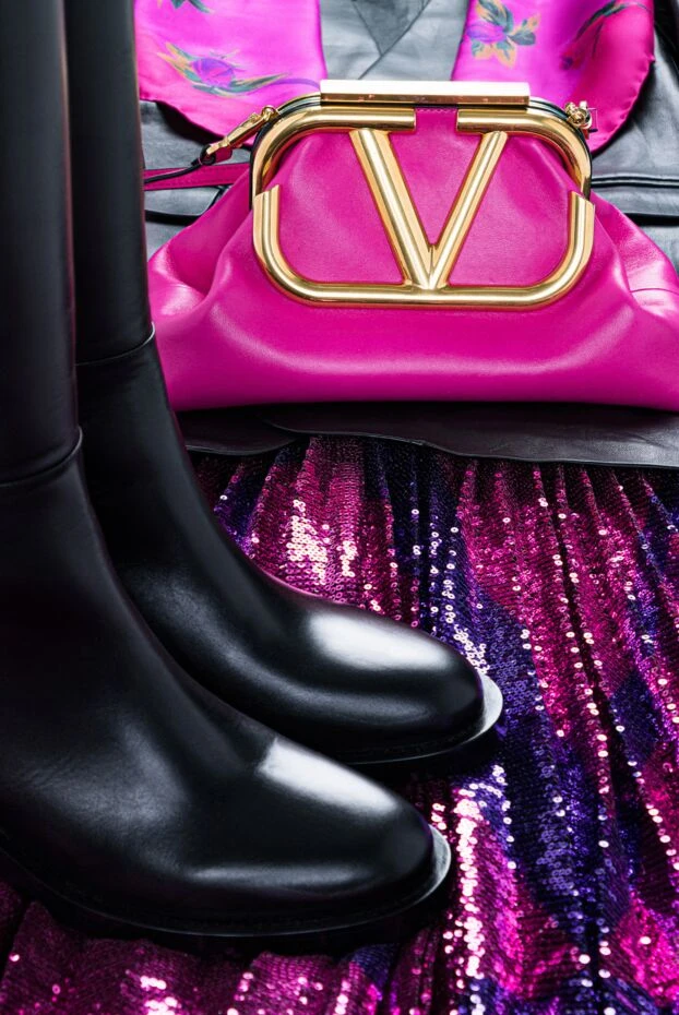 Valentino яркая юбка с пайетками в складку цвета амарант на сетчатой подкладке 156125 - фото 2