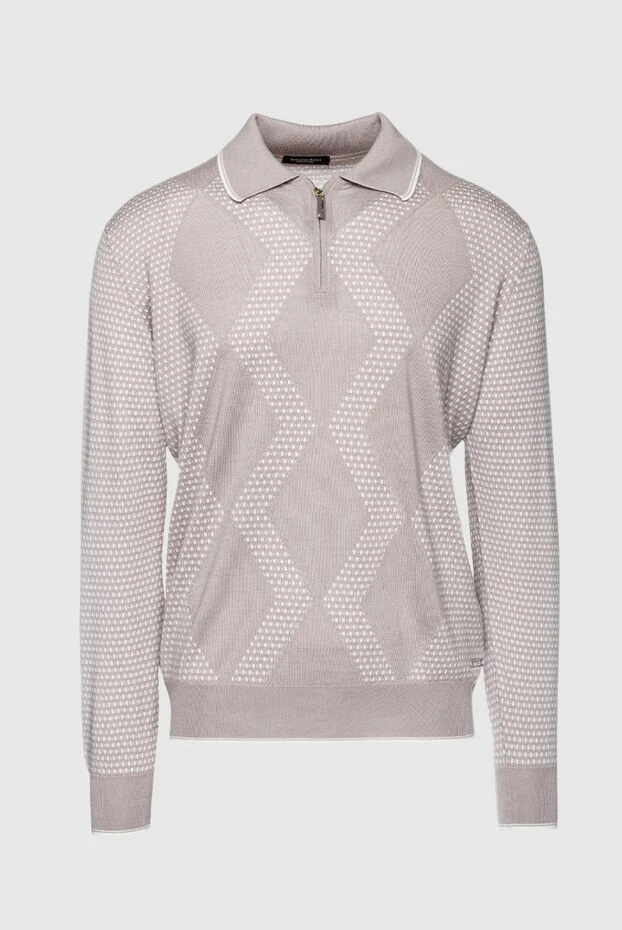 Поло с длинным рукавом из шелка и кашемира бежевое мужское с длинным рукавом - фото 1