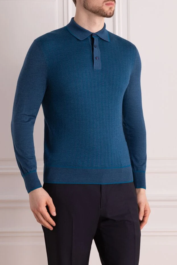 Stefano Ricci long-sleeved silk and cashmere polo blue for men 156146 - photo 3