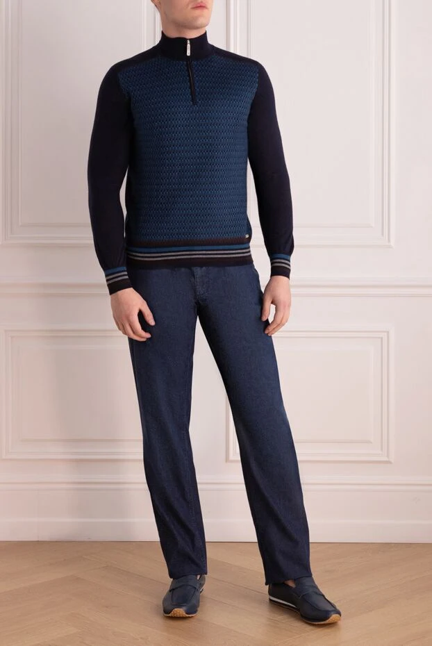 Stefano Ricci cashmere and silk blue men's tee 156148 - photo 2