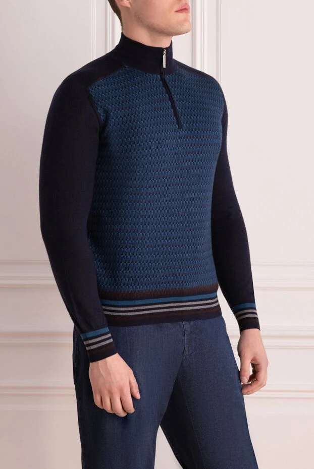 Stefano Ricci cashmere and silk blue men's tee 156148 - photo 3