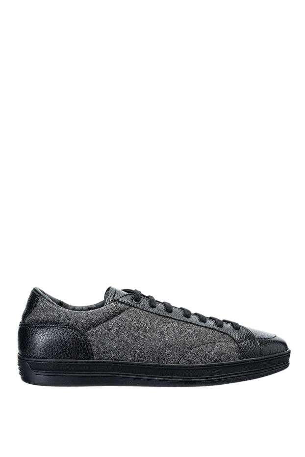 Doucal`s man gray leather and textile sneakers for men buy with prices and photos 156197 - photo 1