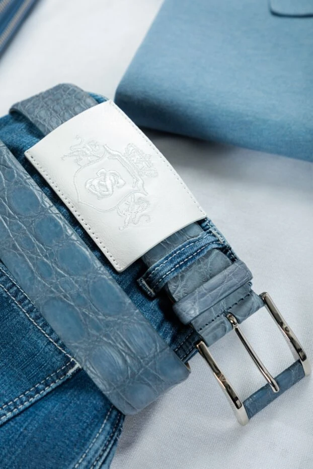 Cesare di Napoli crocodile leather belt blue for men 156272 - photo 3