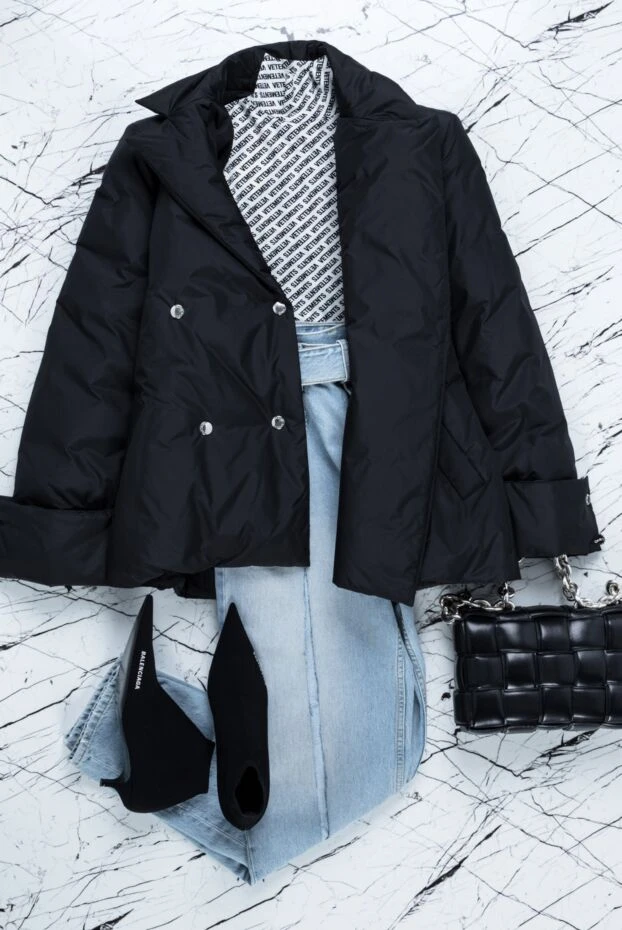 Khrisjoy black women's down jacket with double-breasted fastening 156469 - photo 3