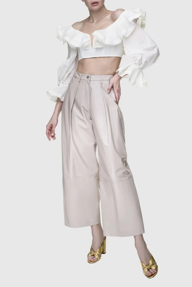 DROMe woman beige leather trousers for women buy with prices and photos 156481 - photo 2