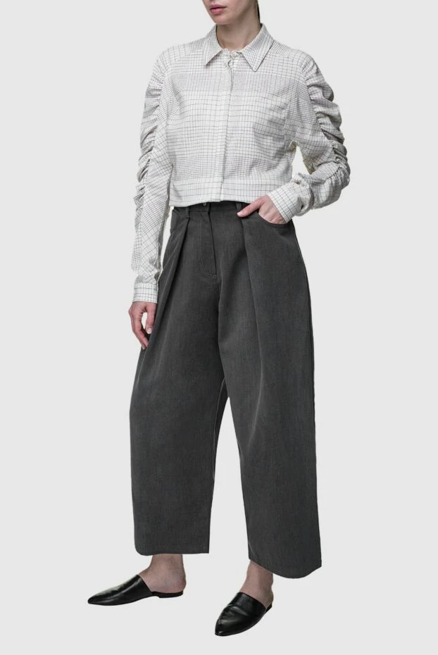 DROMe женские брюки из хлопка серые женские купить с ценами и фото 156483 - фото 2