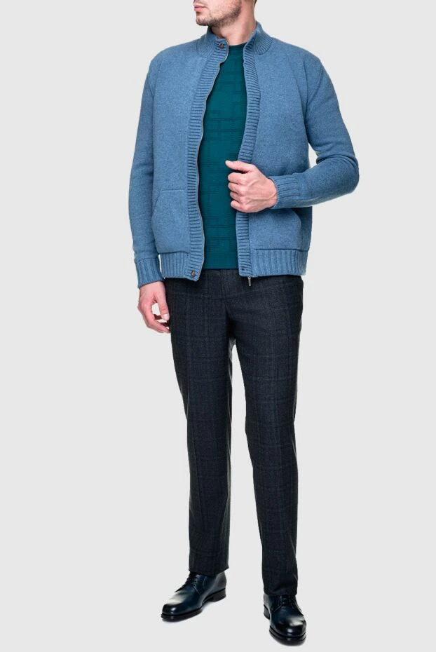 Cesare di Napoli man blue men's wool cardigan 156488 - photo 2