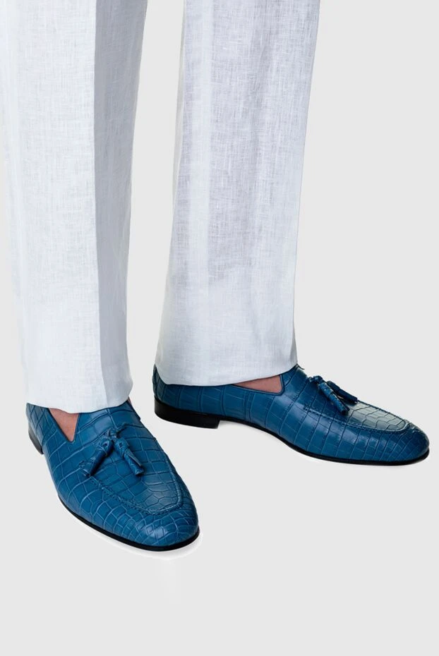 Cesare di Napoli man blue crocodile leather loafers for men buy with prices and photos 156495 - photo 2