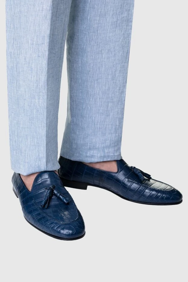 Cesare di Napoli man blue crocodile leather loafers for men buy with prices and photos 156496 - photo 2