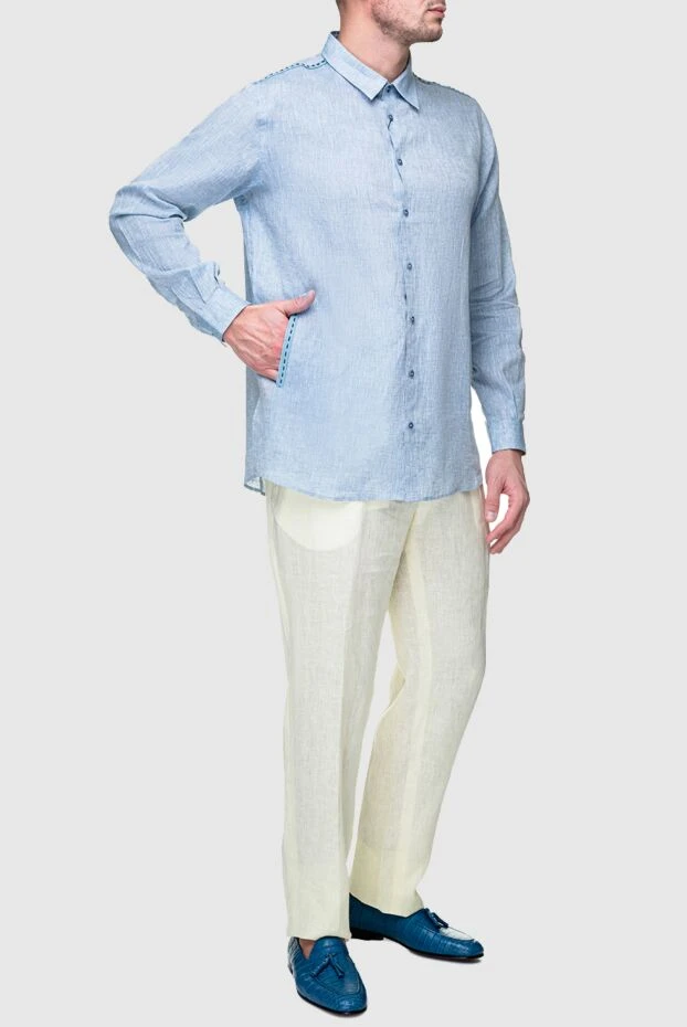 Torras мужские сорочка из льна голубая мужская купить с ценами и фото 156500 - фото 2
