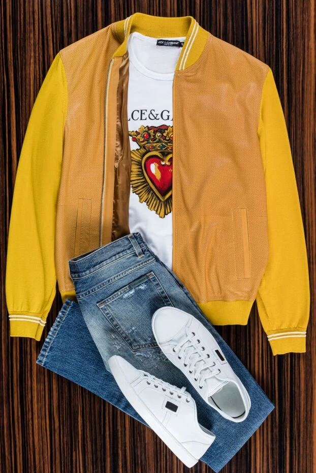 Torras cardigan for men made of wool and genuine leather yellow 156517 - photo 2