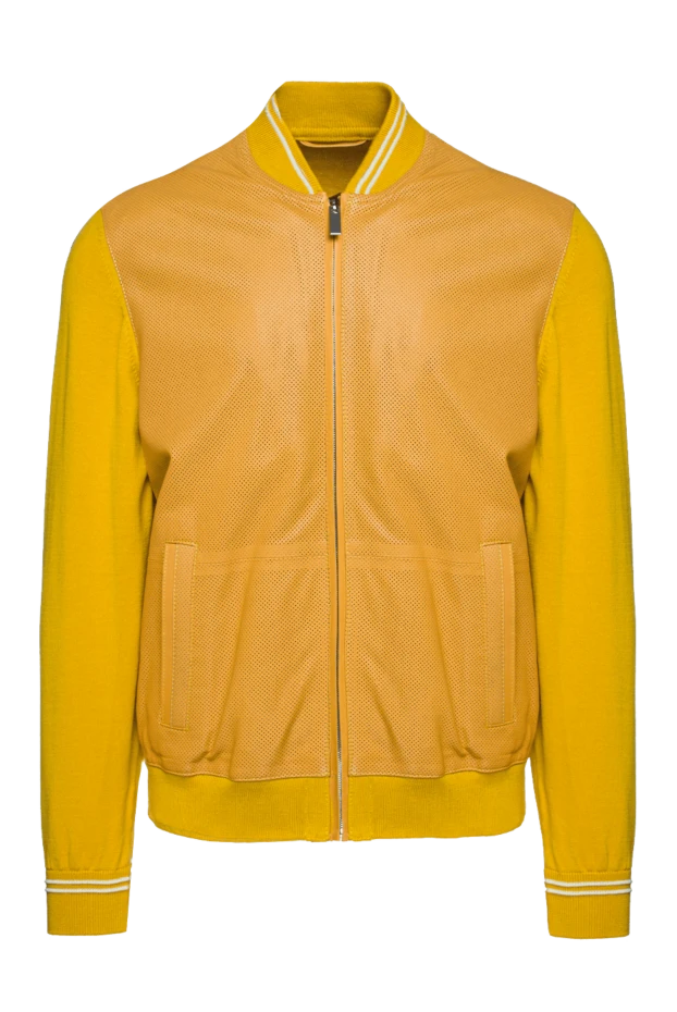 Torras man men's cardigan made of wool and genuine leather, yellow buy with prices and photos 156517 - photo 1