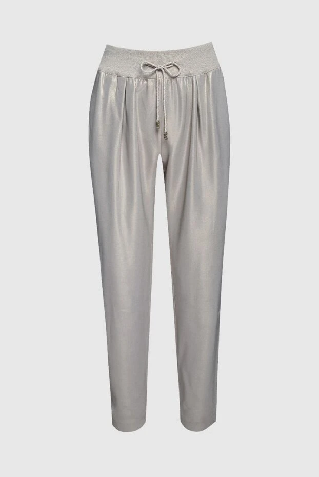 Beige women's straight trousers with coating