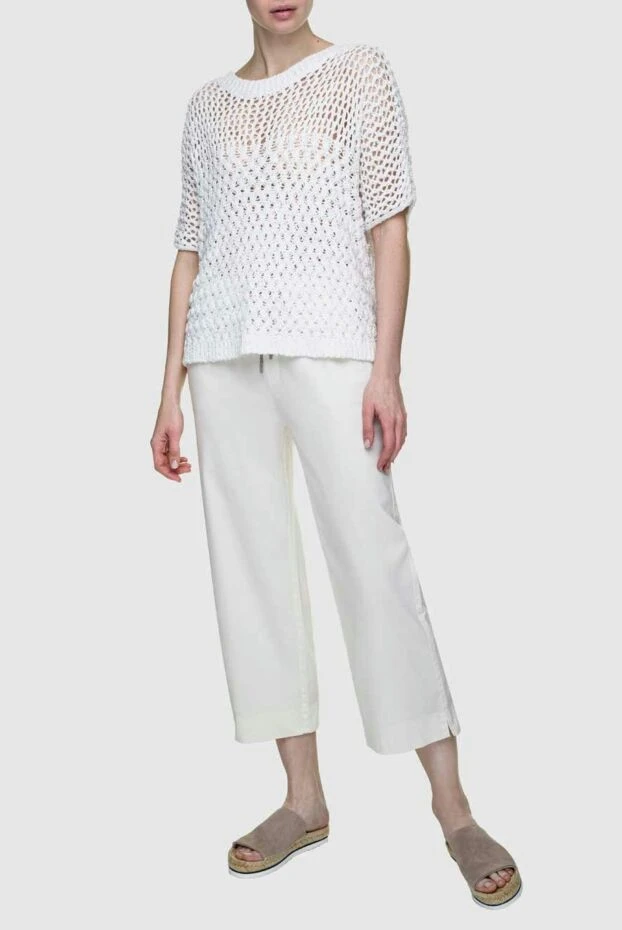 Panicale woman white cotton trousers for women 156650 - photo 2