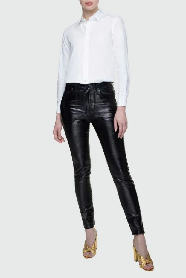 Saint Laurent женские брюки из хлопка черные женские купить с ценами и фото 156736 - фото 2