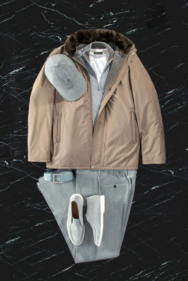 Seraphin beige men's fur jacket made of nylon, wool and cashmere 156750 - photo 2