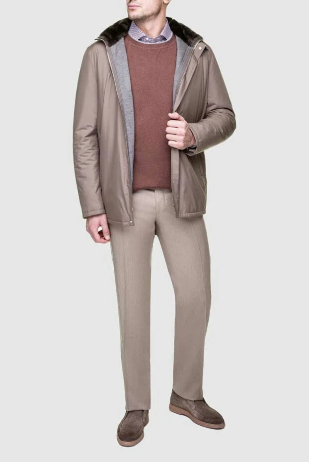 Seraphin man jacket with fur in nylon, wool and cashmere beige for men buy with prices and photos 156750 - photo 2