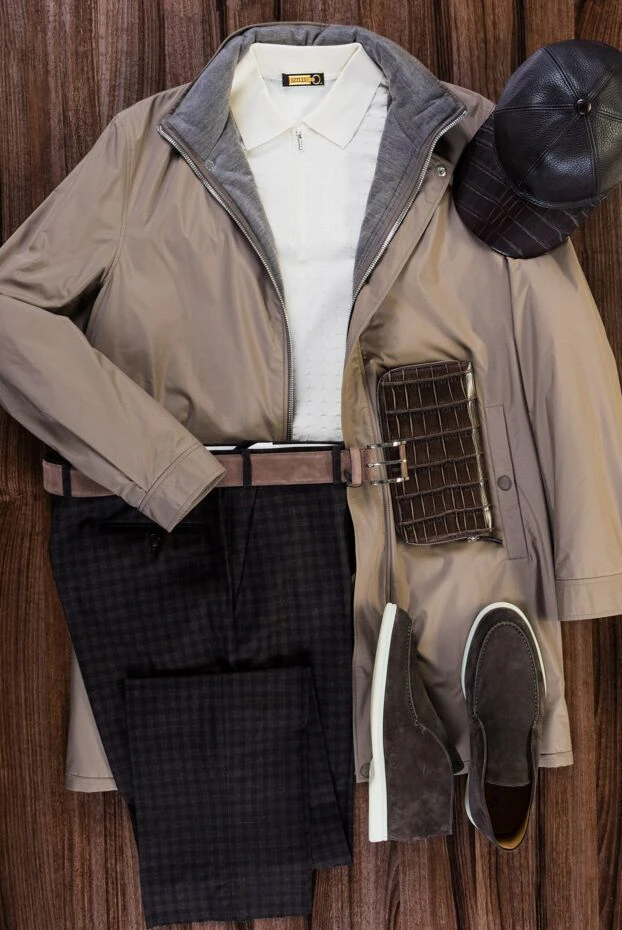 Beige nylon and cashmere jacket for men - photo 2