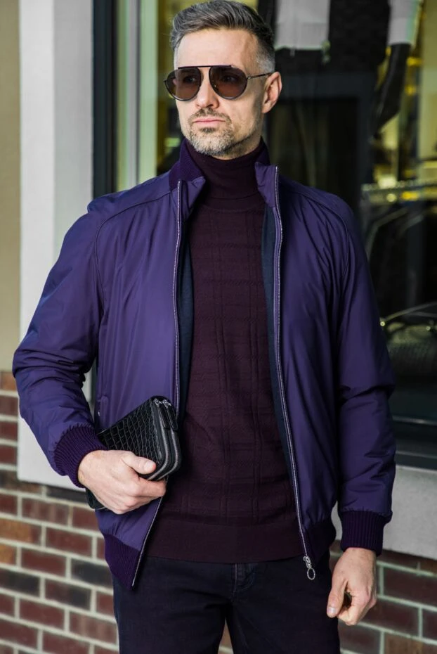 Куртка из нейлона и кашемира фиолетовая мужская - фото 2