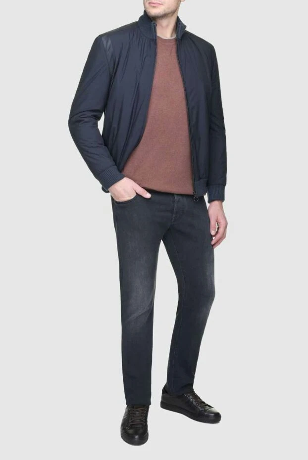 Seraphin man cashmere and leather jacket blue for men buy with prices and photos 156760 - photo 2