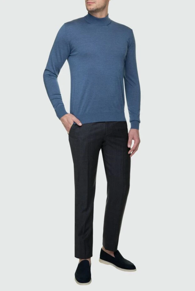 Cesare di Napoli man blue wool turtleneck jumper for men 156815 - photo 2