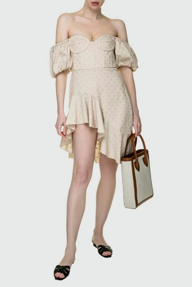 Giuseppe Di Morabito woman beige viscose and linen dress for women 156865 - photo 2