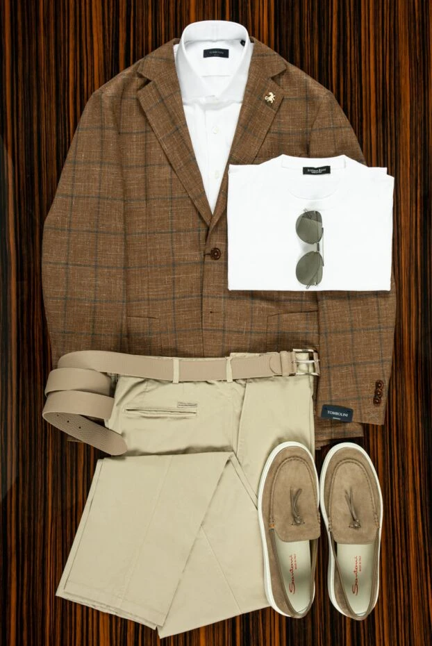 Stefano Ricci штани з бавовни та еластану бежеві чоловічі 156880 - фото 3