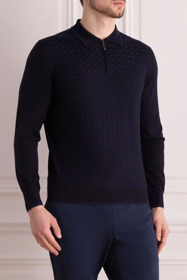 Stefano Ricci long-sleeved silk and cashmere polo blue for men 156908 - photo 3