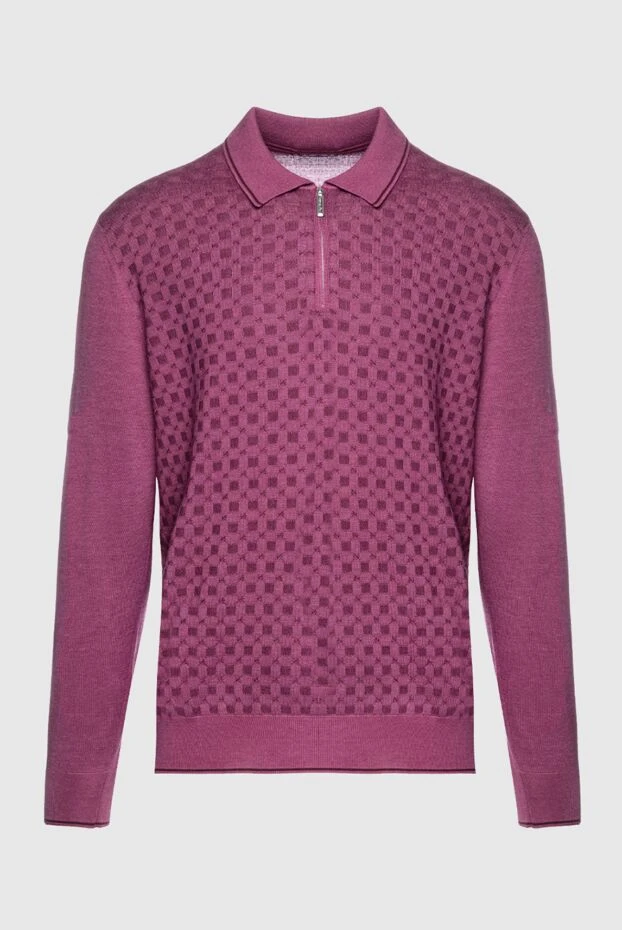 Long sleeve polo with silk and cashmere pink for men - photo 1