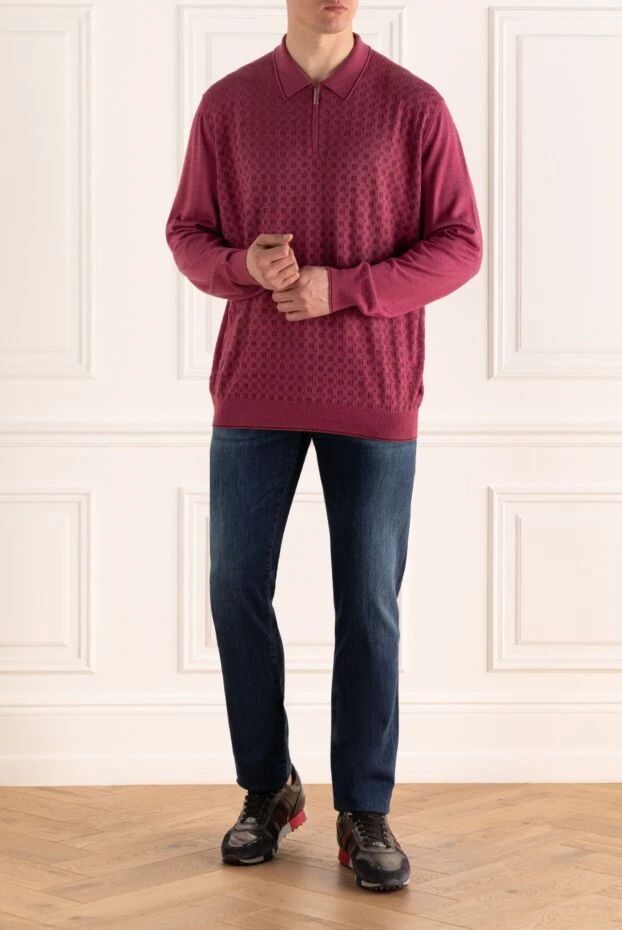 Stefano Ricci long sleeve polo with silk and cashmere pink for men 156909 - photo 2