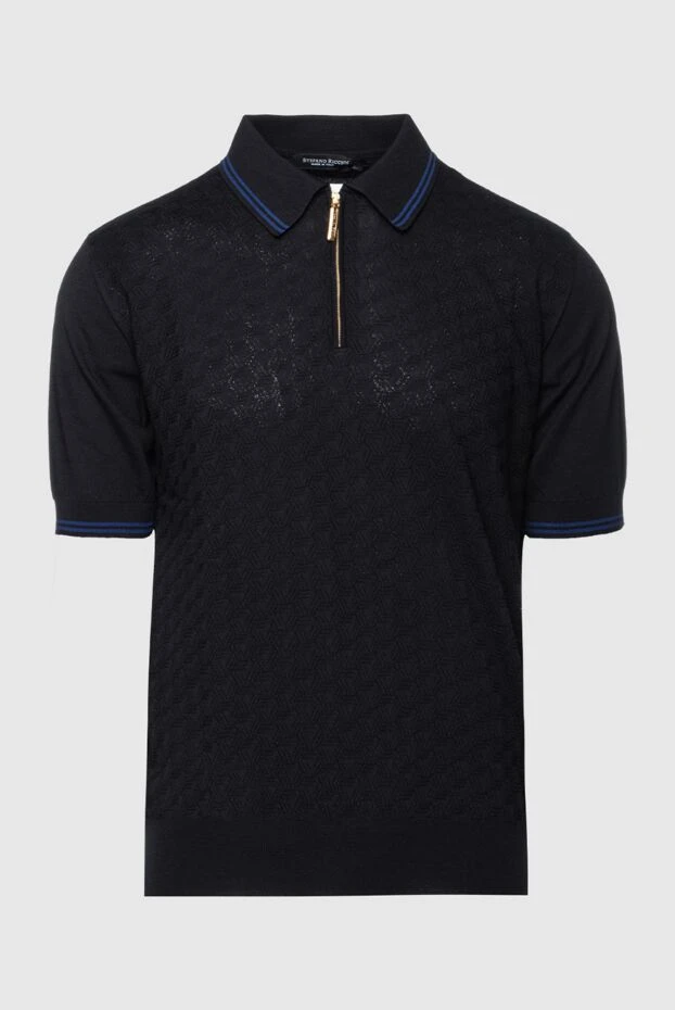 Поло из хлопка синее мужское - фото 1