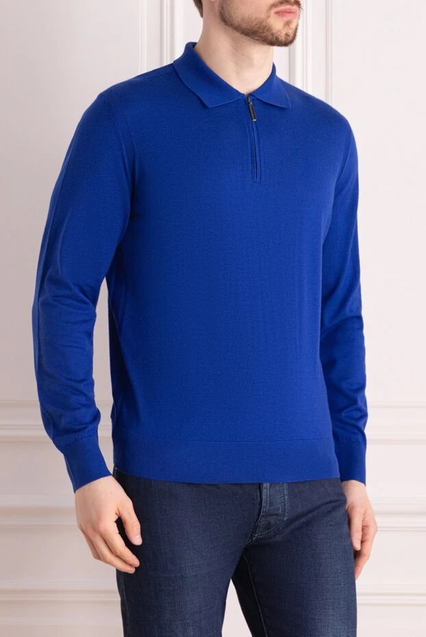 Stefano Ricci long-sleeved silk and cashmere polo blue for men 156953 - photo 3
