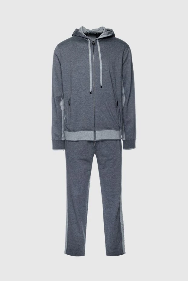 Костюм спортивный мужской из хлопка и эластана серый - фото 1