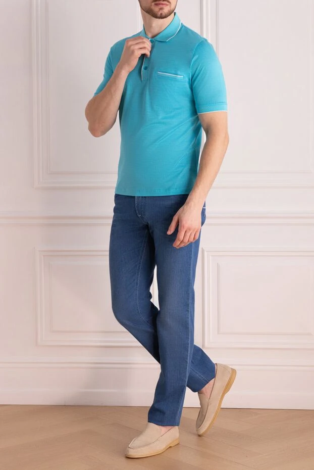 Stefano Ricci джинсы из хлопка с эластаном синие мужские 156963 - фото 2