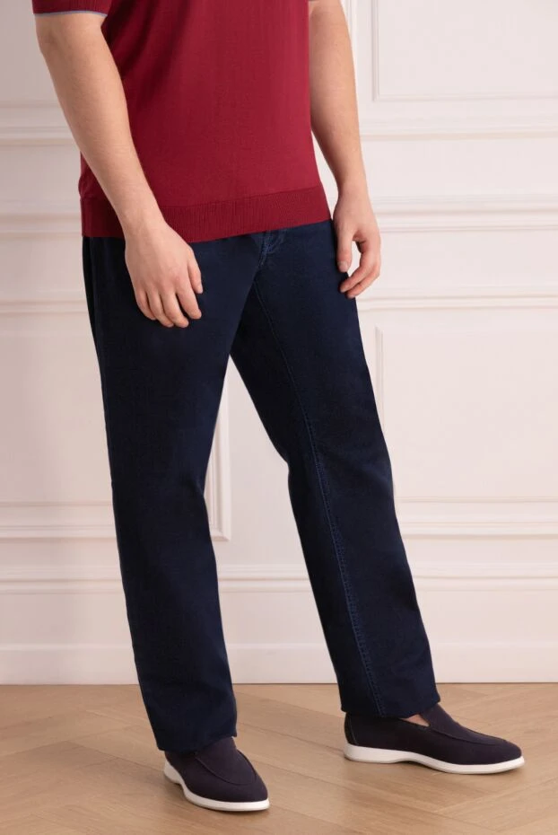 Stefano Ricci джинсы из хлопка с полиамидом синие мужские 156966 - фото 3