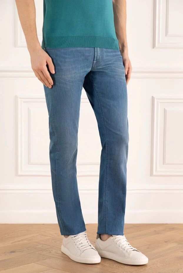 Stefano Ricci джинсы из хлопка с эластаном синие мужские 156967 - фото 3