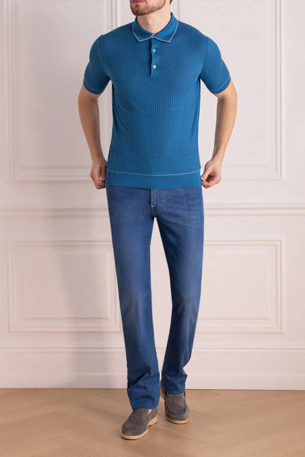 Stefano Ricci джинсы из хлопка с эластаном синие мужские 156968 - фото 2