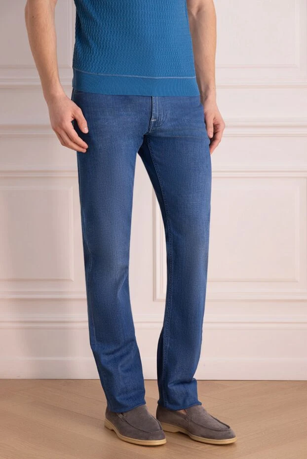 Stefano Ricci джинсы из хлопка с эластаном синие мужские 156968 - фото 3