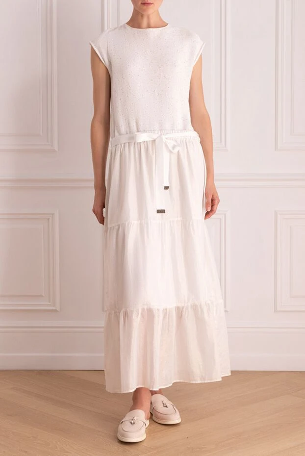 Peserico женские платье из хлопка белое женское купить с ценами и фото 157000 - фото 2