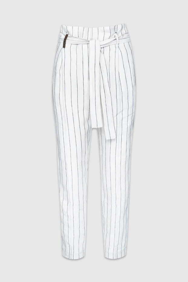 Peserico женские брюки из льна белые женские купить с ценами и фото 157027 - фото 1