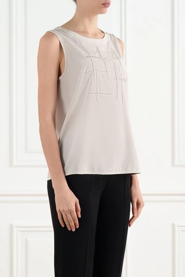 Peserico women's silk blouse with chain beads white 157037 - photo 3