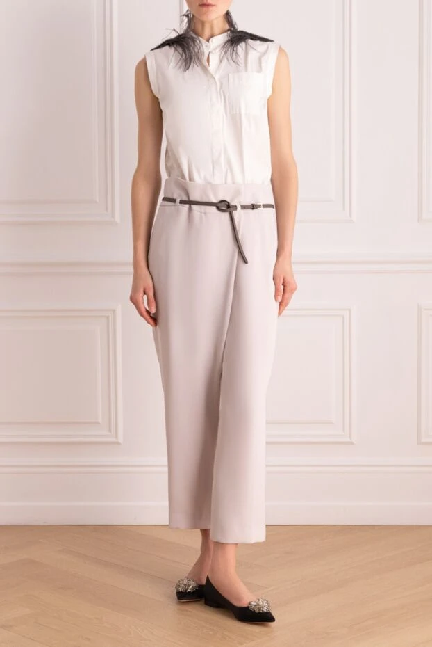 Peserico woman white polyester trousers for women 157047 - photo 2