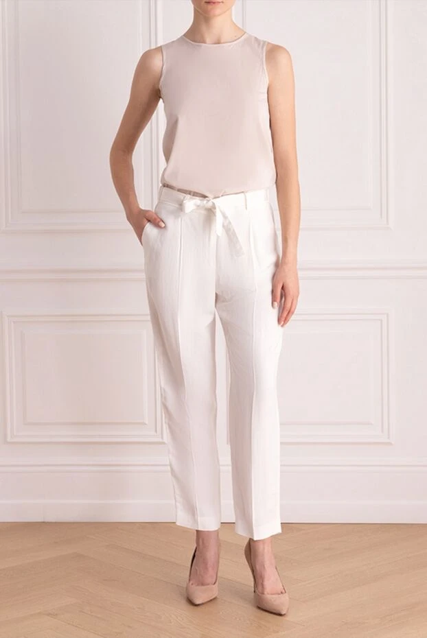 Peserico woman white viscose and linen trousers for women buy with prices and photos 157126 - photo 2
