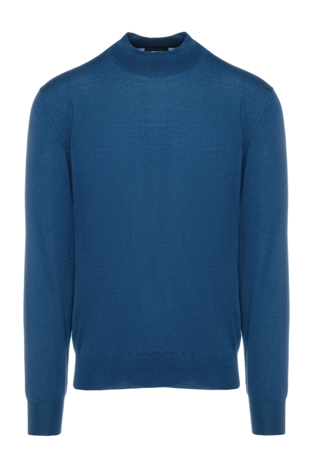 Cesare di Napoli man men's jumper with a high stand-up collar, cashmere and silk, blue buy with prices and photos 157142 - photo 1